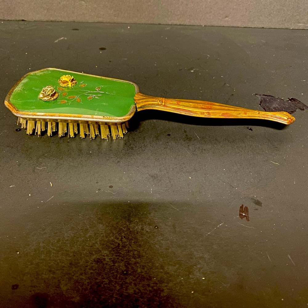 DuPont USA 1940 Green Colored Back Handle With Visible Bristles . Vintage